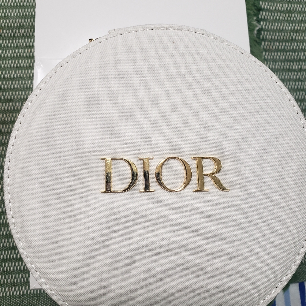 Dior Logo Round White Vanity Case, NIB
